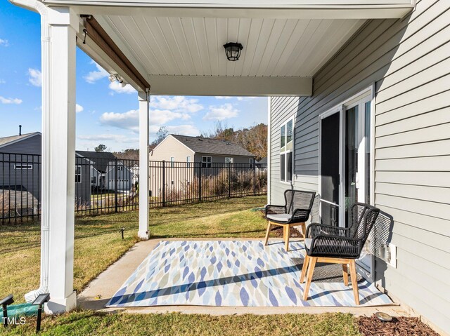 view of patio / terrace featuring a residential view