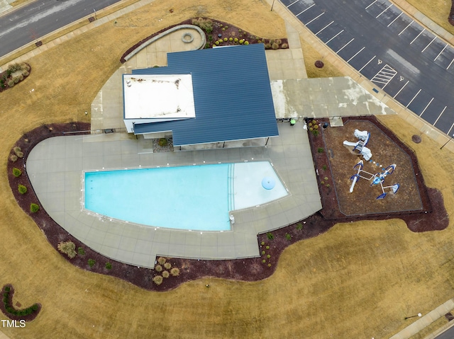 1036 Channel Drop Lp, Zebulon, NC 27597 - aerial view of a pool area