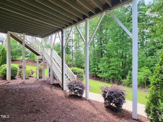 view of patio with stairs