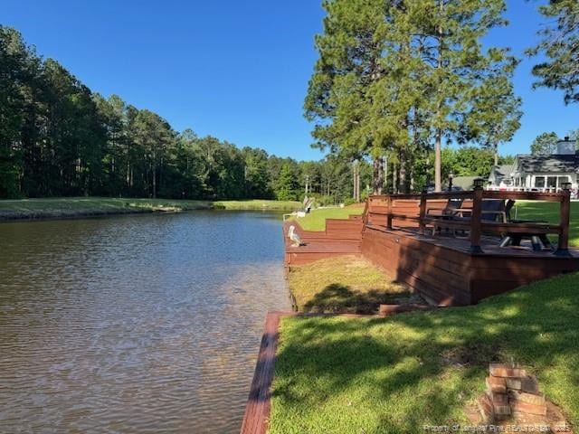 49 Pebble Beach Pt, Sanford, NC 27332 - dock area with a water view and a forest view