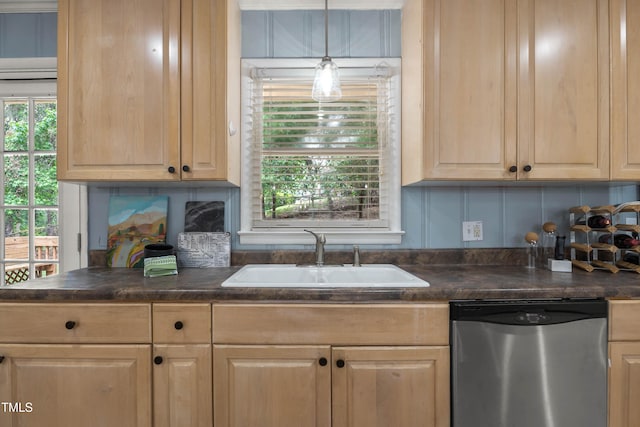334 Westview Dr, Fayetteville, NC 28303 - kitchen with dishwasher, a sink, and light brown cabinets