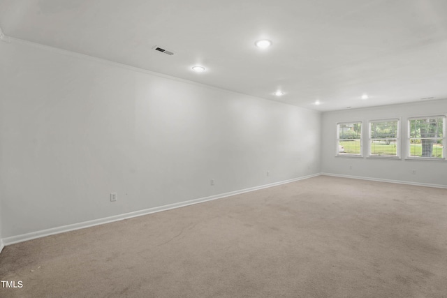 334 Westview Dr, Fayetteville, NC 28303 - empty room featuring recessed lighting, baseboards, light colored carpet, and ornamental molding