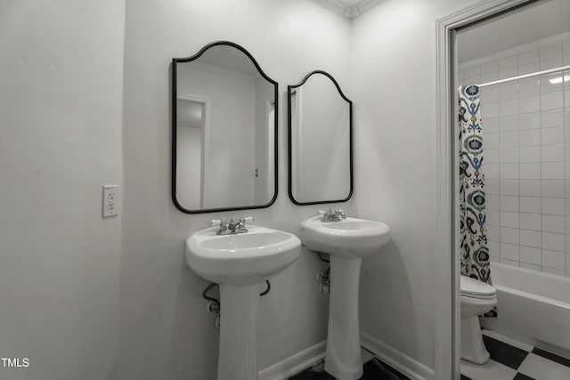 334 Westview Dr, Fayetteville, NC 28303 - bathroom featuring shower / tub combo, toilet, and a sink
