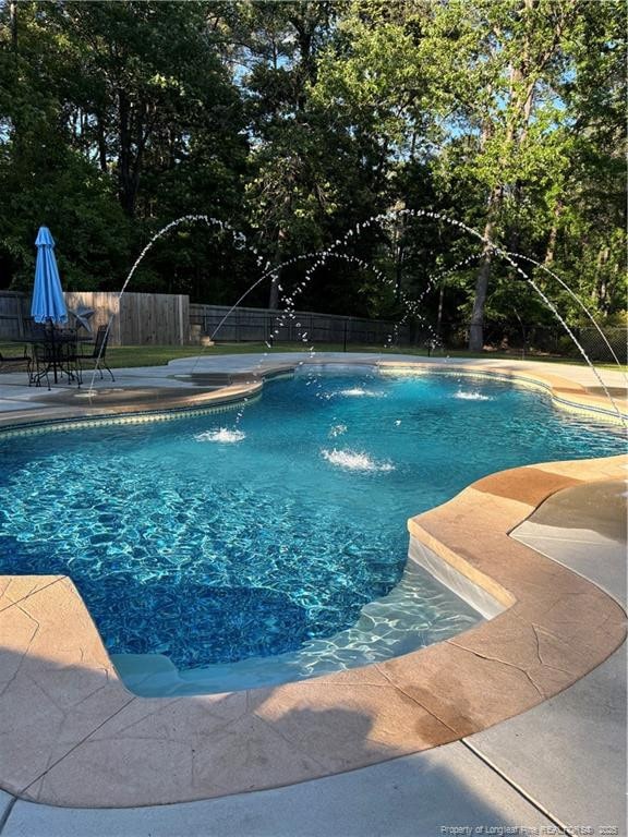 view of pool with fence and a patio area