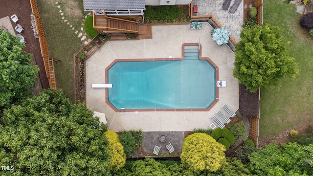 bird's eye view of a pool