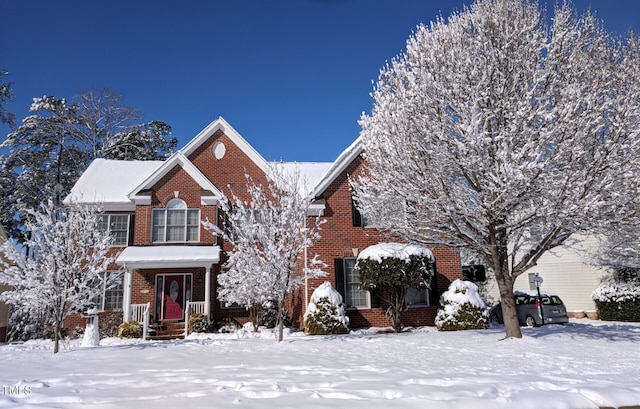 view of front facade featuring brick siding