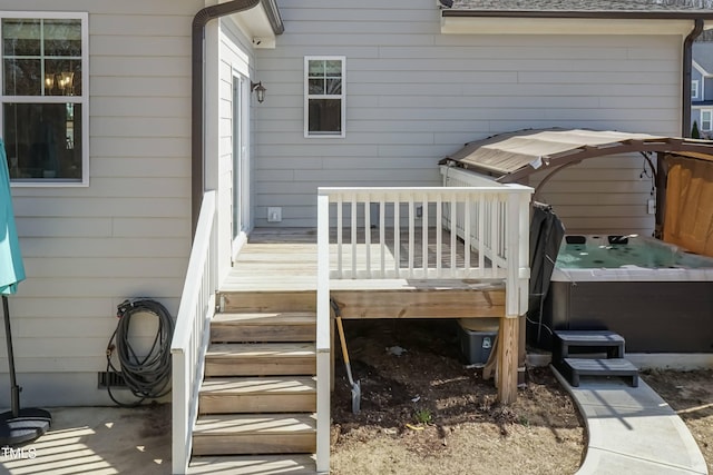 76 Freewill Pl, Raleigh, NC 27603 - wooden terrace featuring a hot tub