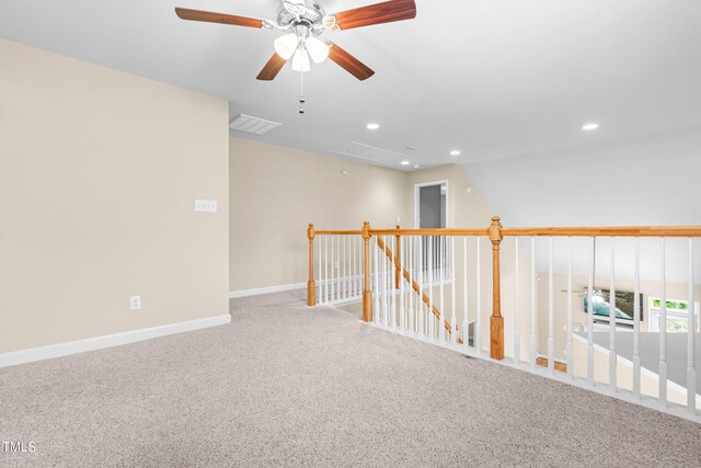 112 River Dell Townes Ave, Clayton, NC 27527 - spare room with carpet, ceiling fan, recessed lighting, baseboards, and attic access
