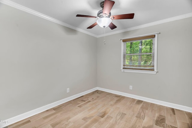 308 Lynn Rd, Durham, NC 27703 - unfurnished room featuring crown molding, light wood-type flooring, baseboards, and ceiling fan