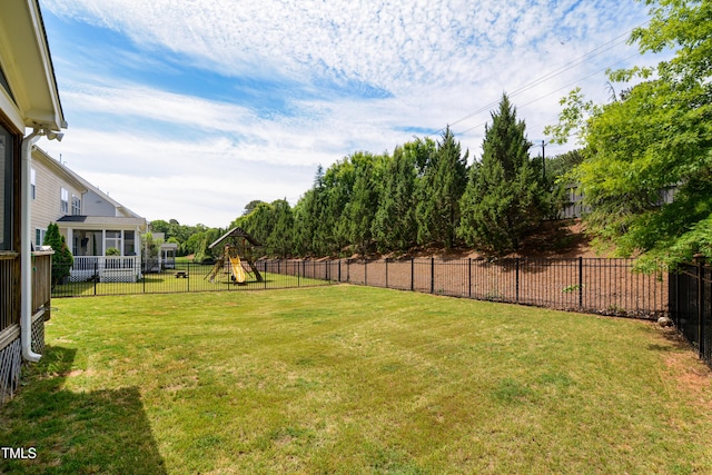 view of yard featuring a playground
