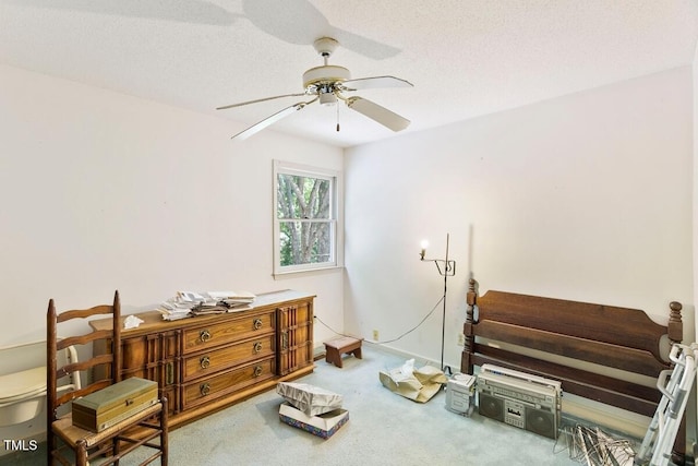 miscellaneous room featuring carpet and ceiling fan