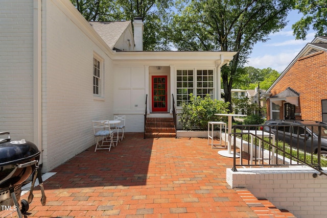 view of patio with area for grilling