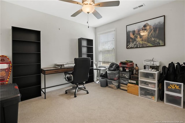 446 Placid Pond Dr, Broadway, NC 27505 - office area featuring carpet floors and a ceiling fan