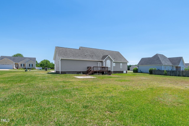 back of house featuring a deck and crawl space
