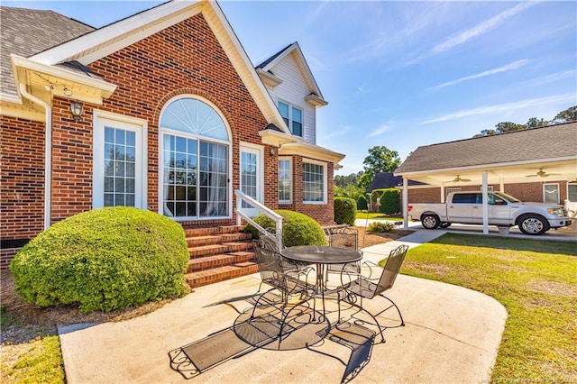 1110 Oakridge Blvd, Lumberton, NC 28358 - view of patio / terrace with entry steps and a ceiling fan