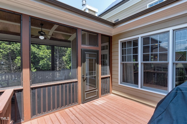 deck featuring ceiling fan
