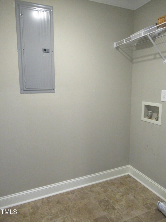 819 Patterson Grove Rd, Ramseur, NC 27316 - washroom featuring electric panel, baseboards, and hookup for a washing machine