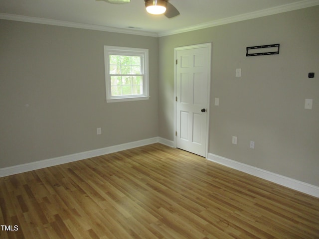 819 Patterson Grove Rd, Ramseur, NC 27316 - spare room featuring ornamental molding, light wood finished floors, baseboards, and a ceiling fan