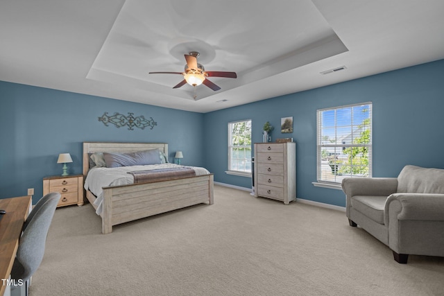 2012 Sterling Hill Dr, Fuquay Varina, NC 27526 - bedroom featuring a raised ceiling, carpet floors, baseboards, and ceiling fan