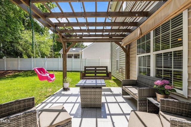 2012 Sterling Hill Dr, Fuquay Varina, NC 27526 - view of patio featuring an outdoor living space and a pergola