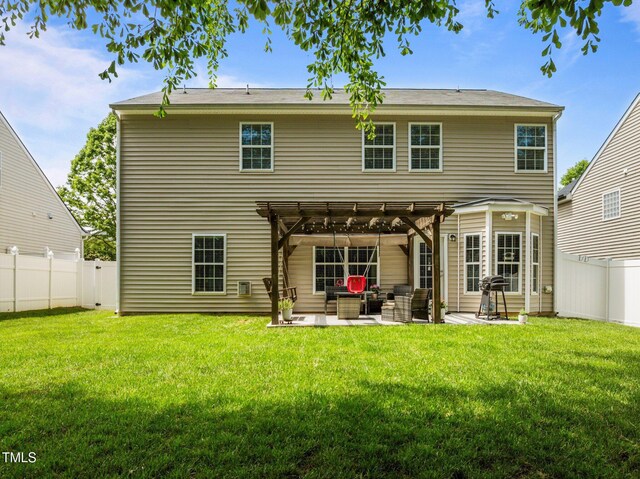 2012 Sterling Hill Dr, Fuquay Varina, NC 27526 - back of house featuring a pergola, an outdoor hangout area, and a patio