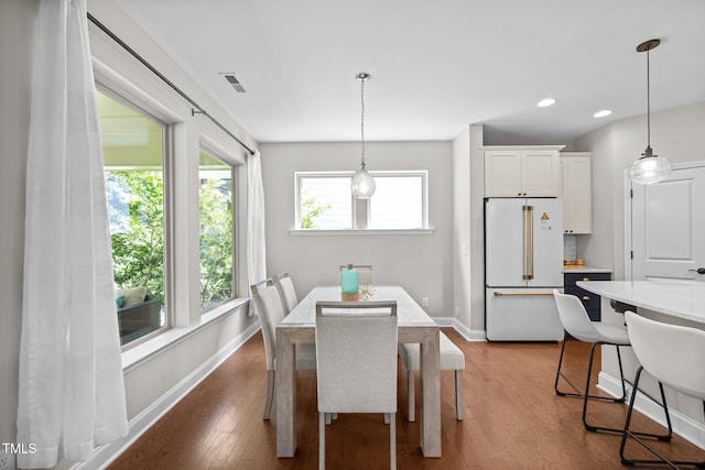 111 Chapel Run Way, Chapel Hill, NC 27517 - dining space featuring dark wood-type flooring, baseboards, and recessed lighting
