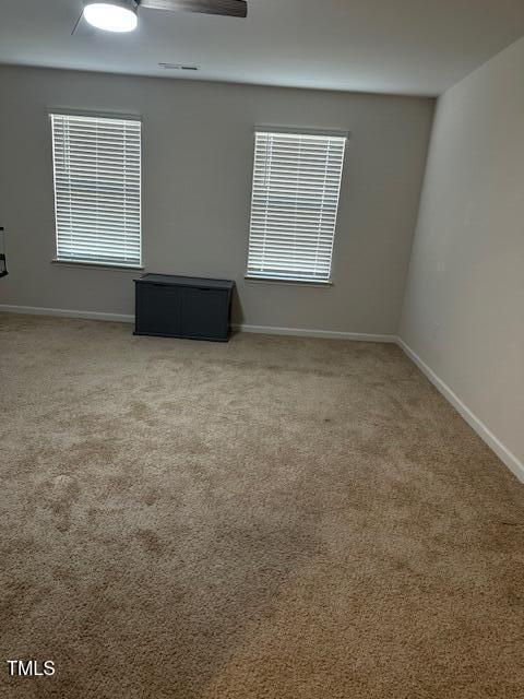 carpeted spare room with baseboards and plenty of natural light