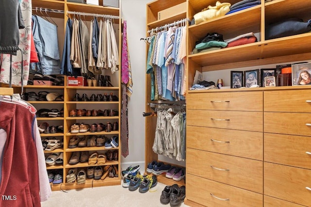 spacious closet with carpet floors