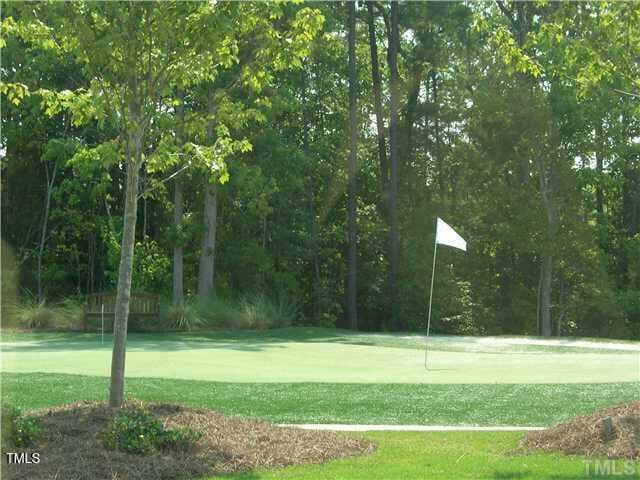 view of community featuring a yard and a putting area