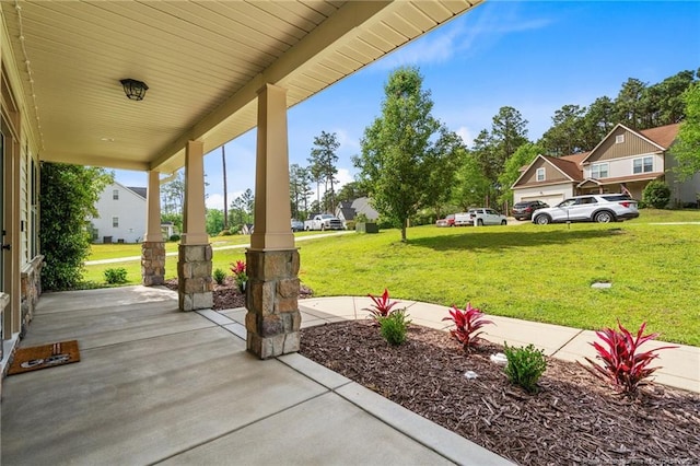 view of patio with a porch and a residential view