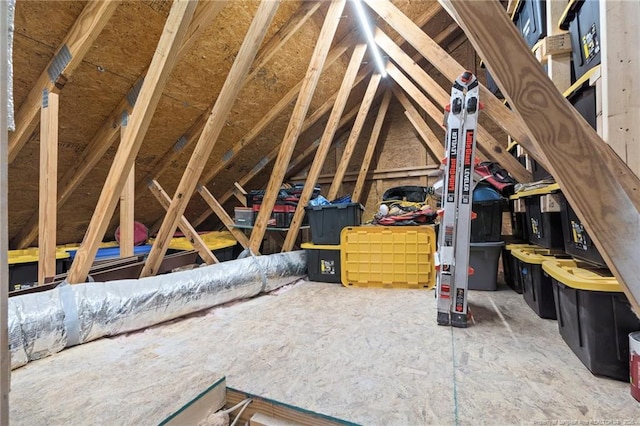 view of unfinished attic