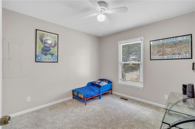 4725 Grandison Ct, Hope Mills, NC 28348 - bedroom featuring carpet flooring, baseboards, and ceiling fan