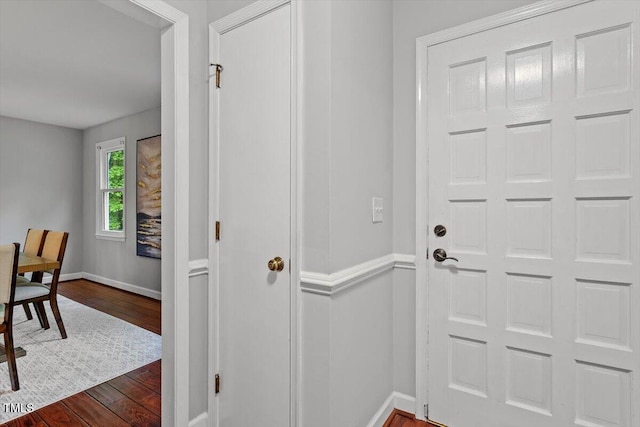 3418 Carriage Trl, Hillsborough, NC 27278 - entrance foyer with dark wood-style floors and baseboards