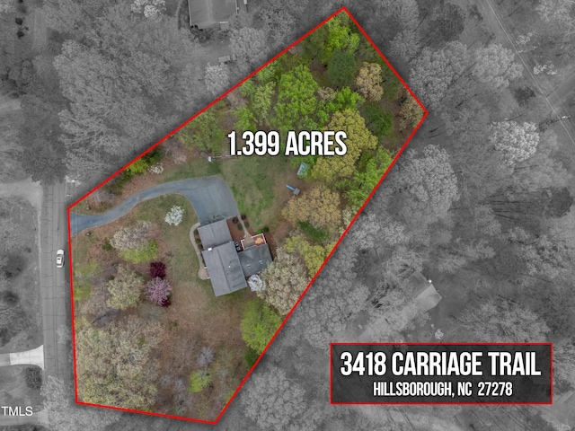 3418 Carriage Trl, Hillsborough, NC 27278 - map / location with property parcel outlined