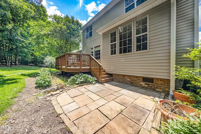 view of patio with a wooden deck