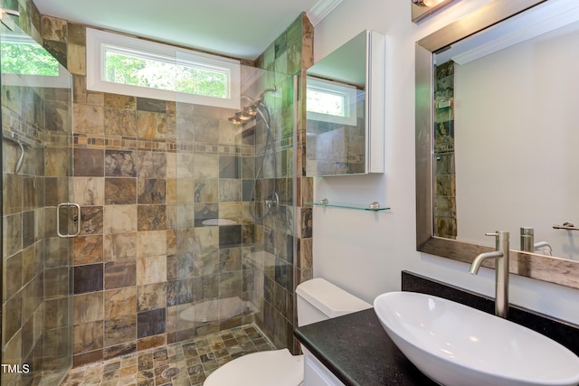 5314 Taproot Ln, Durham, NC 27705 - full bath with toilet, plenty of natural light, a stall shower, and vanity