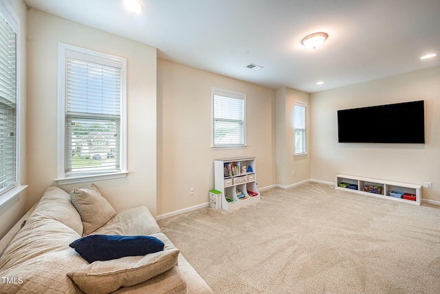 1201 Pleasant Falls Ct, Wake Forest, NC 27587 - living room featuring carpet flooring and recessed lighting