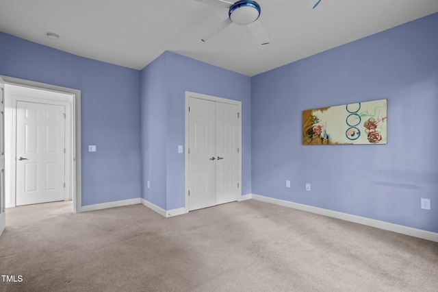 224 Crawford Rd, Hillsborough, NC 27278 - unfurnished bedroom featuring carpet floors, a closet, baseboards, and a ceiling fan