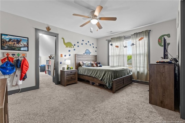 2677 Cypress Lakes Rd, Hope Mills, NC 28348 - bedroom featuring light colored carpet and a ceiling fan
