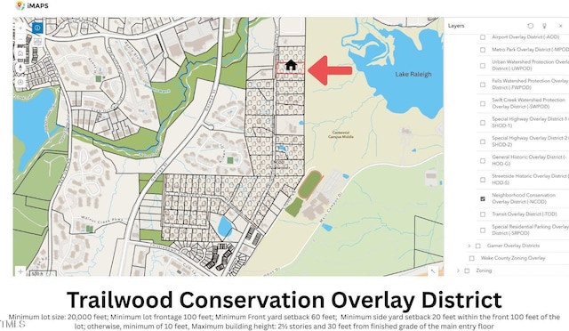 1115 Trailwood Dr, Raleigh, NC 27606 - map / location of property area