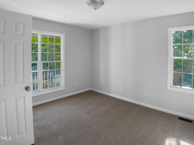 2747 Michelle Ct, Creedmoor, NC 27522 - empty room featuring plenty of natural light, dark colored carpet, and baseboards