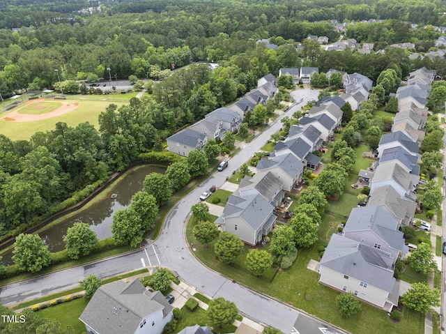 1720 Laurel Park Pl, Cary, NC 27511 - aerial view of residential area with a large body of water and a forest