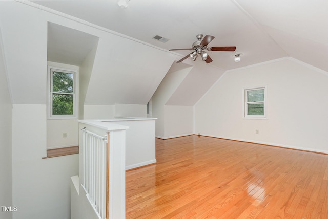 105 Houston Cir, Cary, NC 27513 - bonus room featuring vaulted ceiling, light wood-style floors, and a ceiling fan