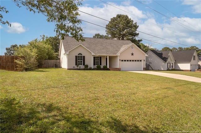 551 Hobson Rd, Raeford, NC 28376 - single story home featuring an attached garage, concrete driveway, roof with shingles, and central AC
