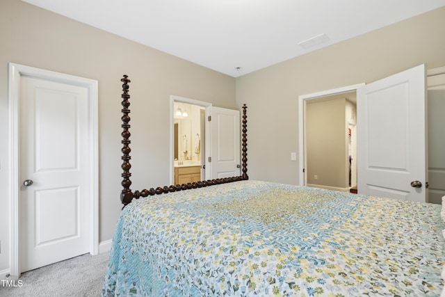 127 Manordale Dr, Chapel Hill, NC 27517 - bedroom with light colored carpet, baseboards, and connected bathroom