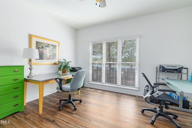 244 Canaan Shores Rd, Littleton, NC 27850 - office with wood finished floors and ceiling fan