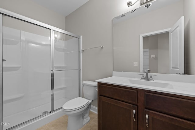 986 Gateway Commons Cir, Wake Forest, NC 27587 - full bath with toilet, a shower stall, vanity, and tile patterned flooring
