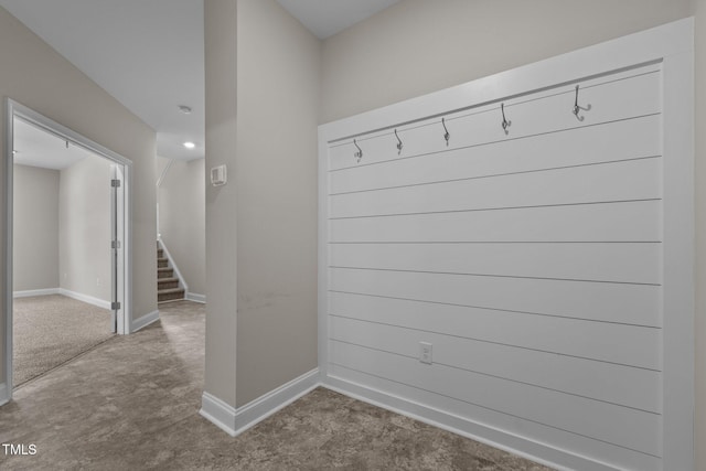 986 Gateway Commons Cir, Wake Forest, NC 27587 - mudroom with baseboards and carpet flooring
