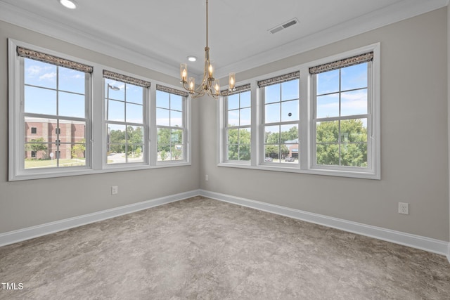 986 Gateway Commons Cir, Wake Forest, NC 27587 - empty room featuring crown molding, a chandelier, baseboards, and recessed lighting