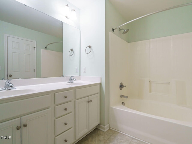 253 Middle Landing Dr, Smithfield, NC 27577 - full bath with shower / washtub combination, double vanity, and tile patterned flooring